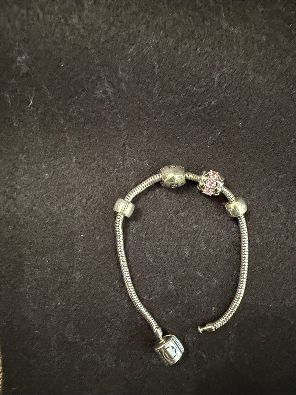 Persona Silver Charm Bracelet with Pink Flower Charm